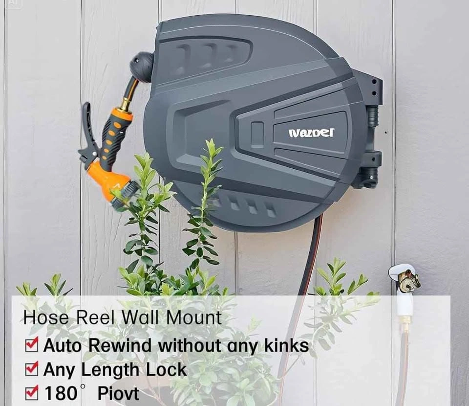 Retractable Garden Hose Reel 1/2 in x 130ft with 9-Function Spra - photo 4