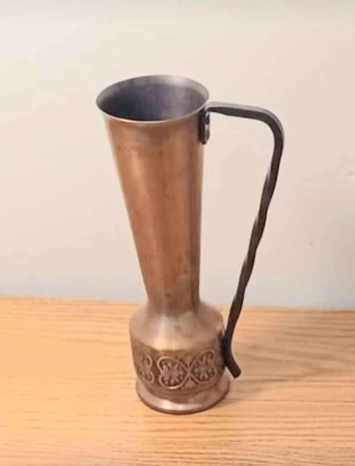 Vtg. Rare German Embossed Copper Pitcher Vase image indicator(3)