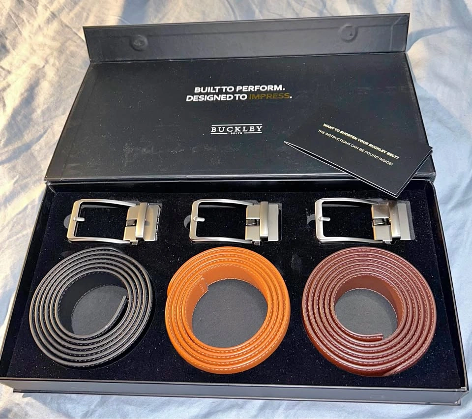 Buckley Adjustable Leather Belts 3-Pack - NEW In Box
