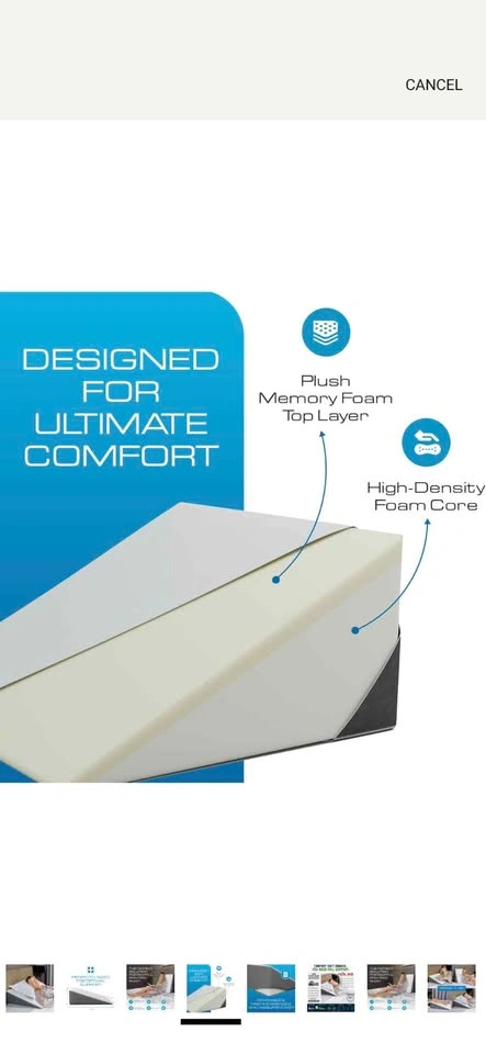 Kӧlbs Bed Wedge Pillow with Memory Foam Top (7.5" Height) - photo 4