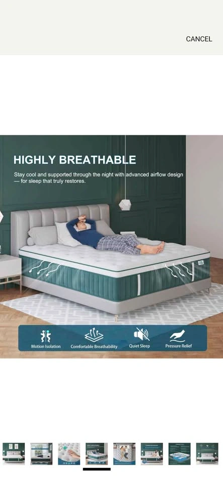 Queen Mattress 12 Inch Hybrid Gel Memory Foam - photo 4