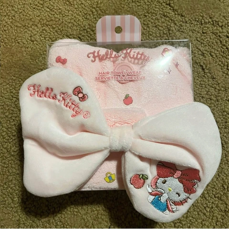 Hello Kitty Miniso pink bow hair towel wrap - photo 2