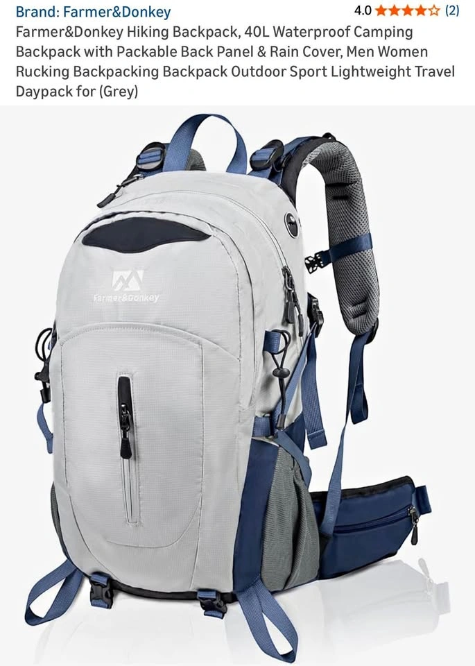 Farmer&Donkey 40L Waterproof Hiking & Camping Backpack