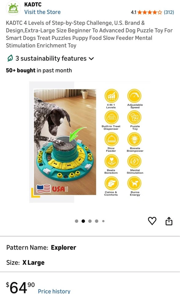 KADTC Extra-Large 4-Level Interactive Dog Puzzle Feeder - photo 2