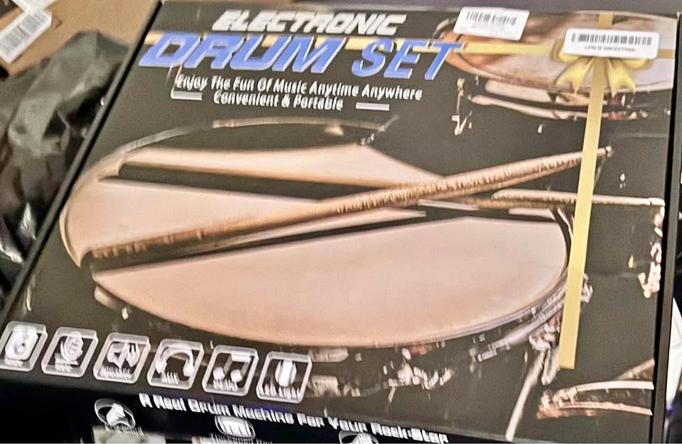 Yottix Electric Drum Set with 7 Colorful LED Light Patterns