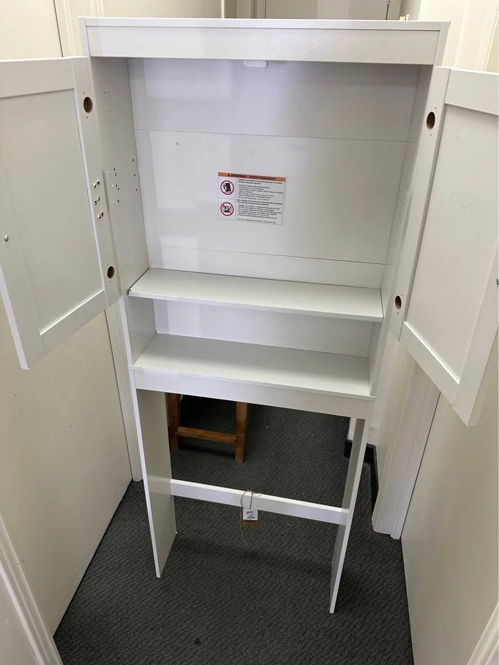 White Over The Toilet Storage Cabinet with Doors and Shelves - photo 3