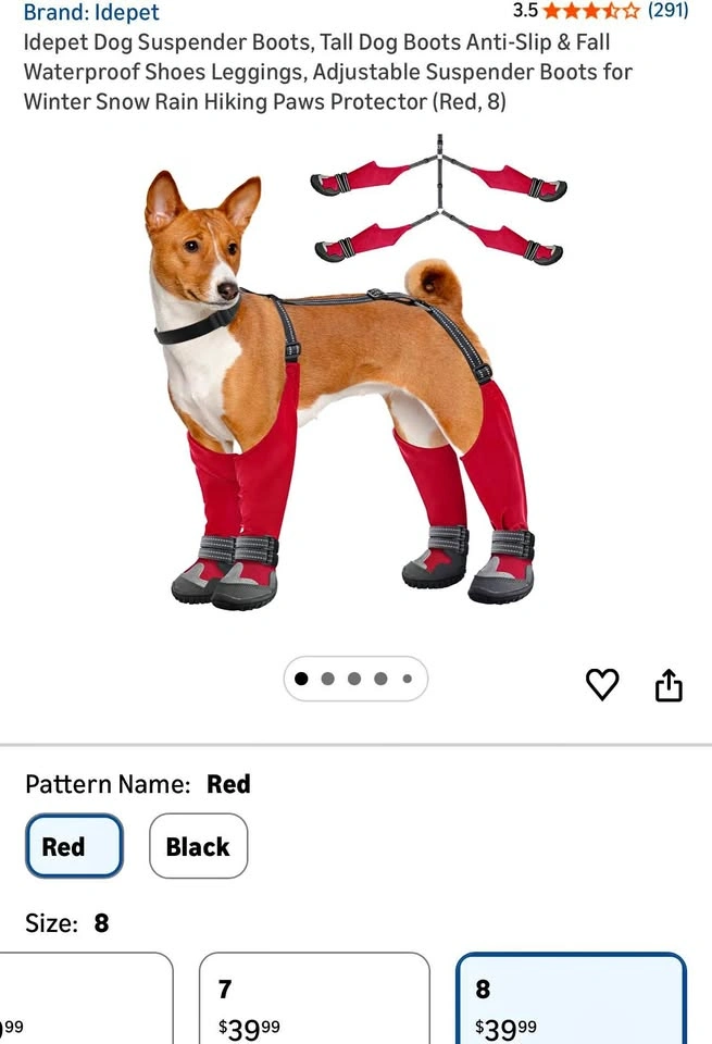 Idepet Dog Suspender Boots, Tall Dog Boots Anti-Slip & Fall