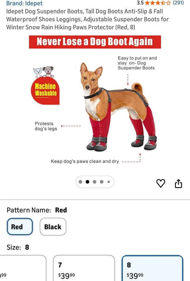 Idepet Dog Suspender Boots, Tall Dog Boots Anti-Slip & Fall - photo 2