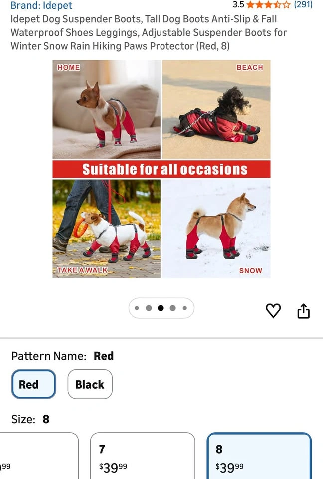 Idepet Dog Suspender Boots, Tall Dog Boots Anti-Slip & Fall - photo 3