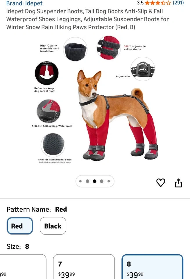 Idepet Dog Suspender Boots, Tall Dog Boots Anti-Slip & Fall - photo 5