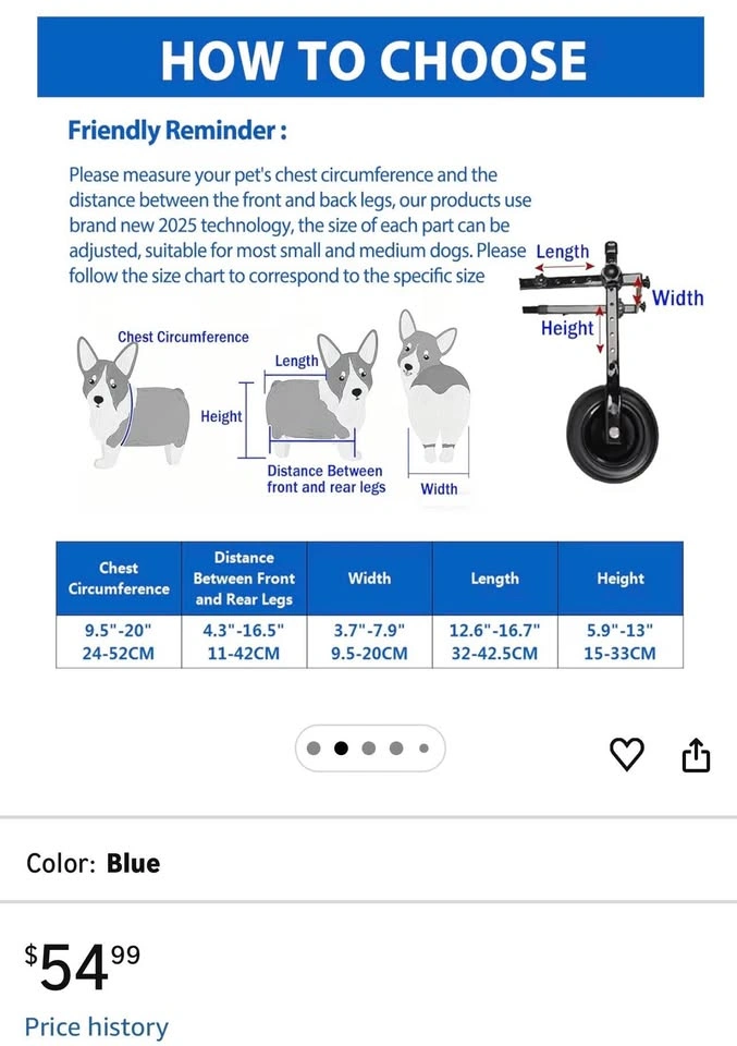 Dog Wheelchair for Back Legs - Lightweight Adjustable Wheel - photo 3