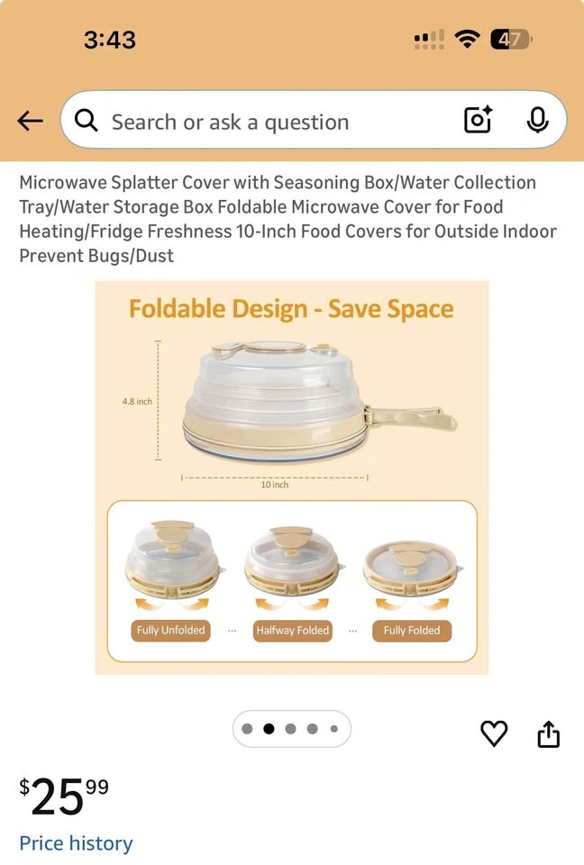 Foldable Microwave Splatter Cover with Seasoning Box - photo 2
