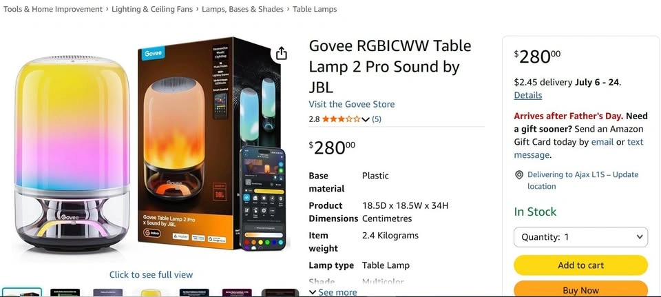 Brand NEW Govee Table Lamp 2 Pro x Sound JBL - photo 2