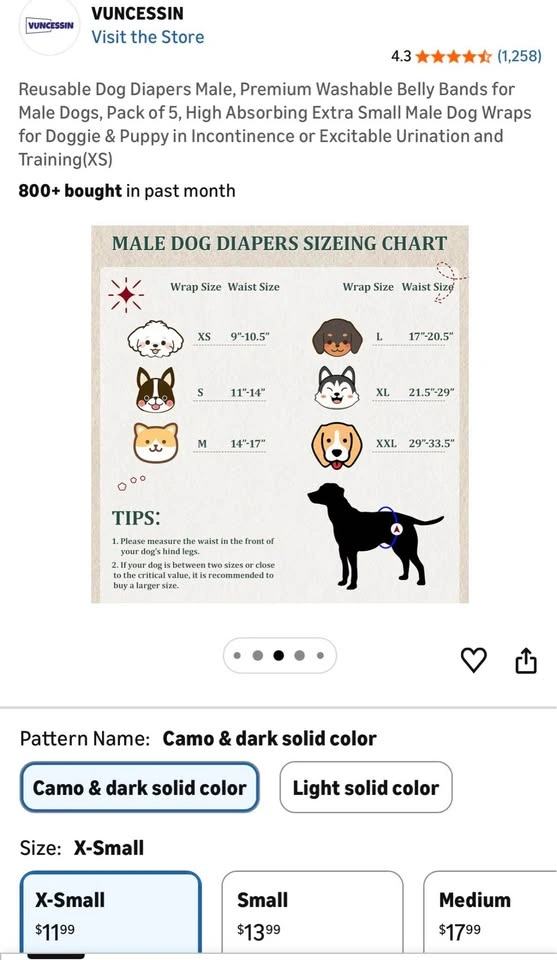 Reusable Dog Diapers Male, Premium Washable - photo 3