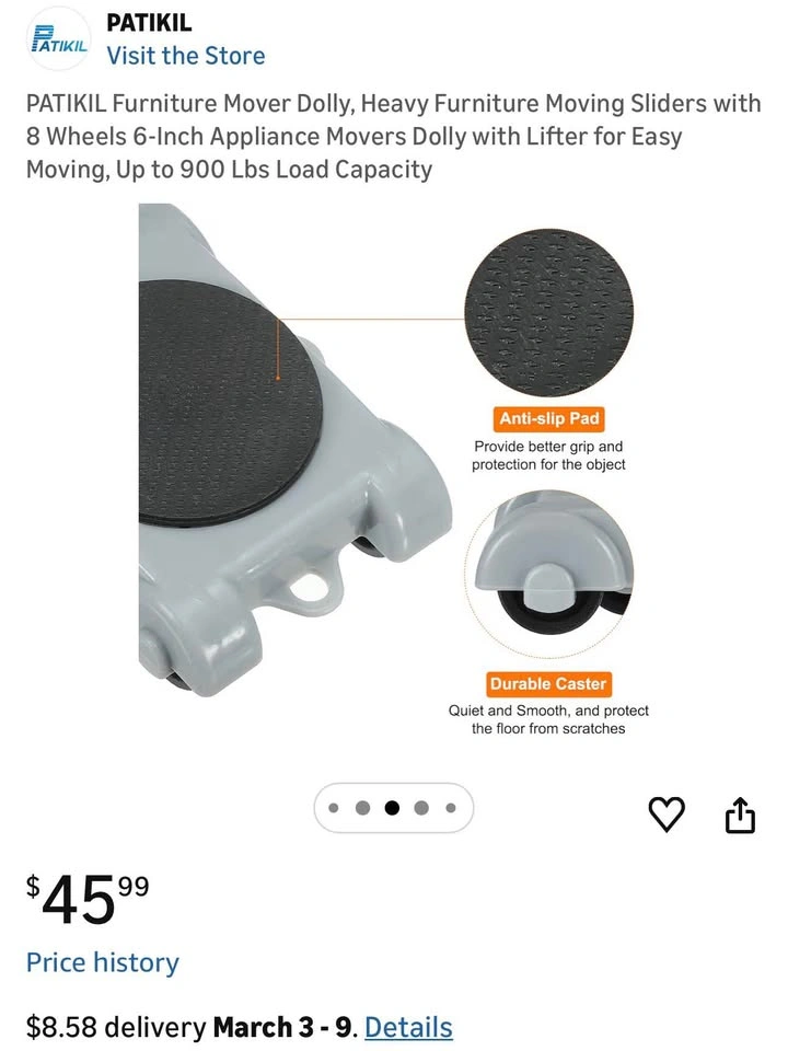 PATIKIL Furniture Mover Dolly, Heavy Furniture Moving Sliders - photo 3