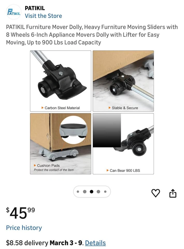 PATIKIL Furniture Mover Dolly, Heavy Furniture Moving Sliders - photo 4