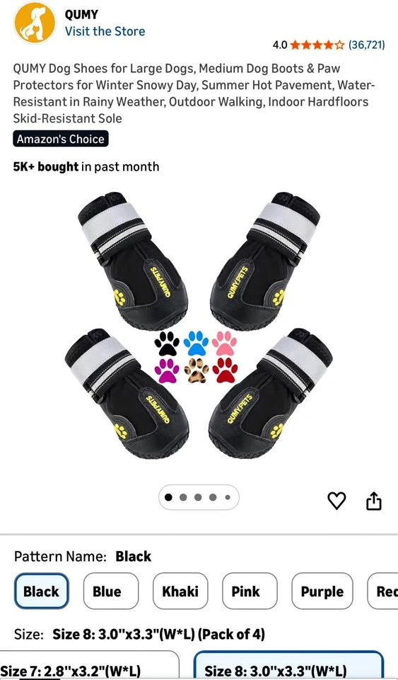 QUMY Dog Shoes for Large and Medium Dogs