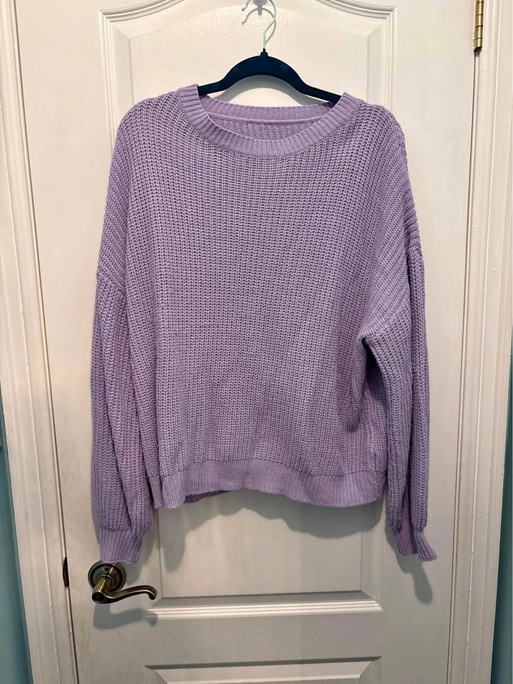 Purple Knit Sweater - Size: 1X