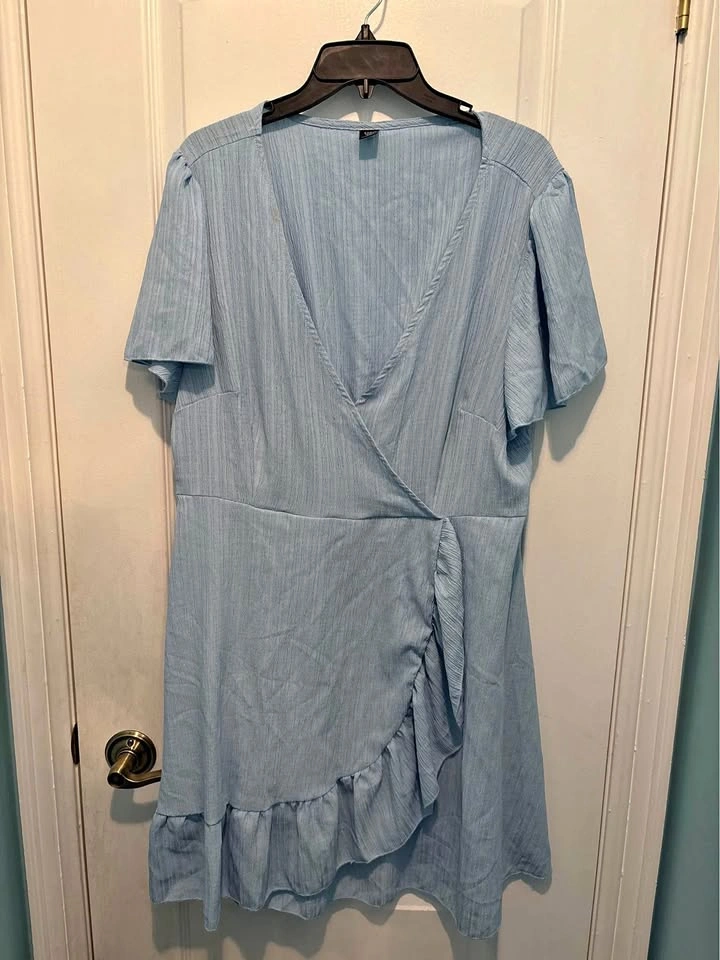 Blue Wrap Dress - Size: 2XL