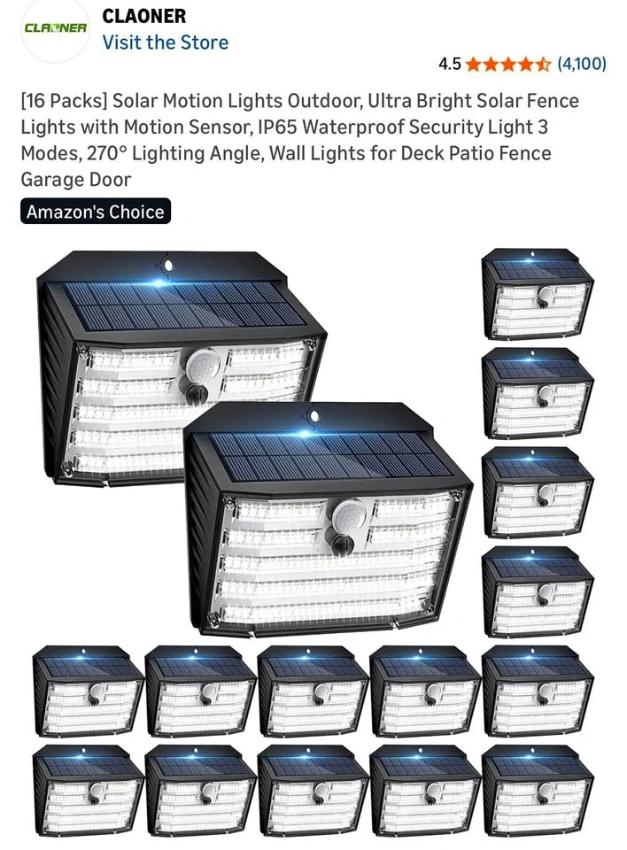 CLAONER 16 Pack Solar Motion Lights Outdoor