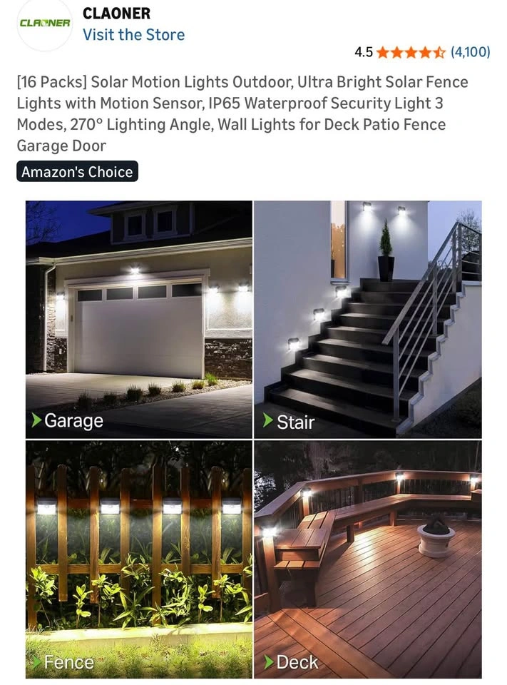 CLAONER 16 Pack Solar Motion Lights Outdoor - photo 2