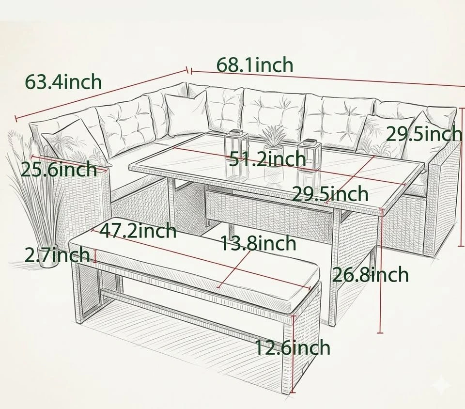 6pc Wicker Patio Set- Brown or Light Brown - photo 2