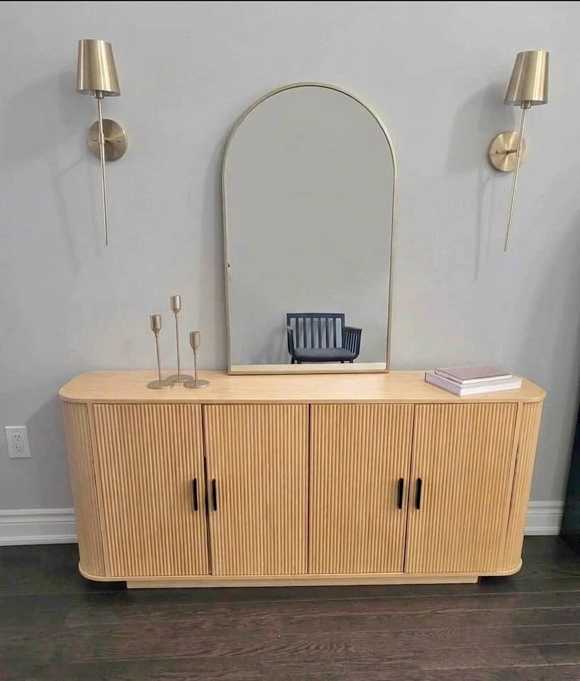 Reeded 4-Door Natural Oak Sideboard