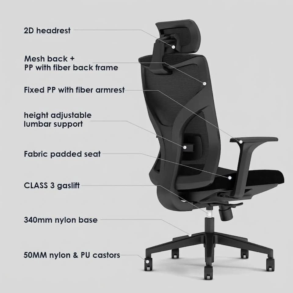 Office chair - Ergonomic mesh with headrest - photo 2