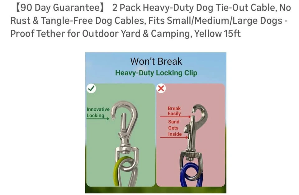 4 Pack Heavy-Duty Dog Tie-Out Cable, No Rust & Tangle-Free - photo 5