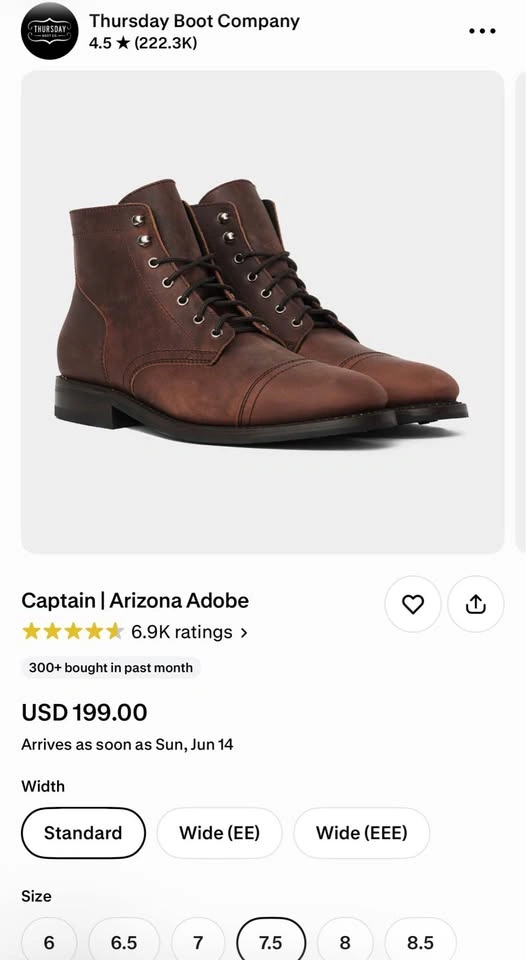 Thursday Boots (Captain - Arizona Adobe) - 7.5 US - photo 5