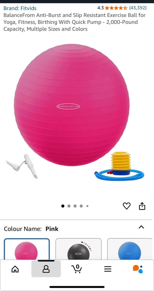 Resistant Exercise Ball for Yoga, Fitness, Birthing With Pump