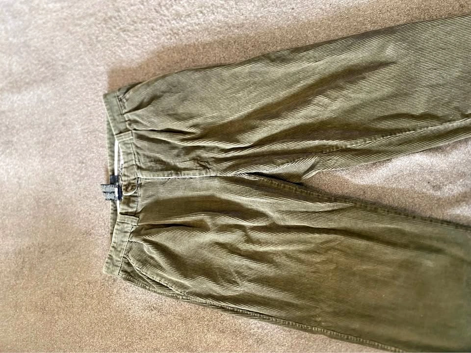 Vintage Army Green Mens Corduroy Pants - Size 38