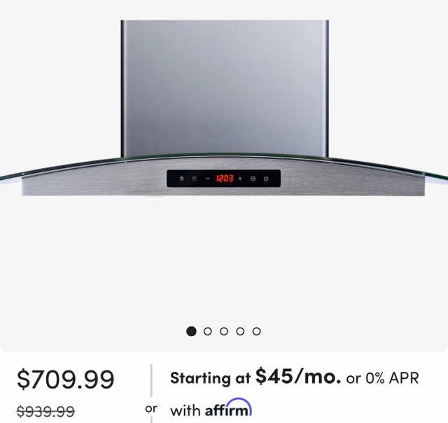 Winflo 36” 600 CFM Island Range Hood – Cosmetic Dents