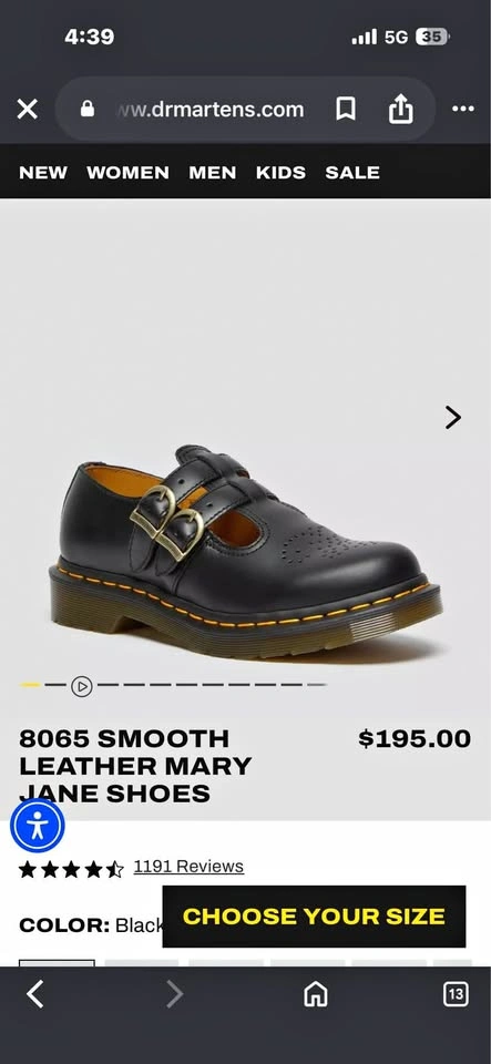 Dr Martens 8065 Mary Jane Black W size 6