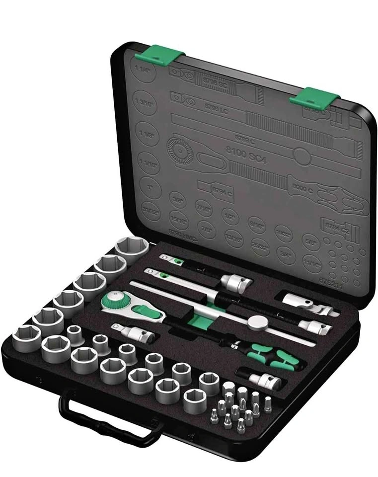 Wera Zyklop 8100 SC 4 1/2-Inch SAE Ratchet Set, 38-Piece.