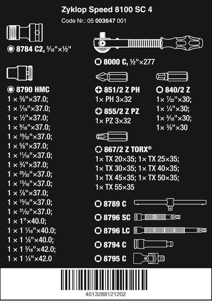Wera Zyklop 8100 SC 4 1/2-Inch SAE Ratchet Set, 38-Piece. - photo 2