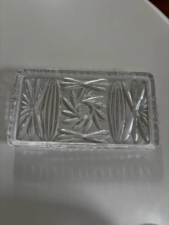 Vintage USSR Crystal cream and sugar set- Pinwheel Pattern - photo 4