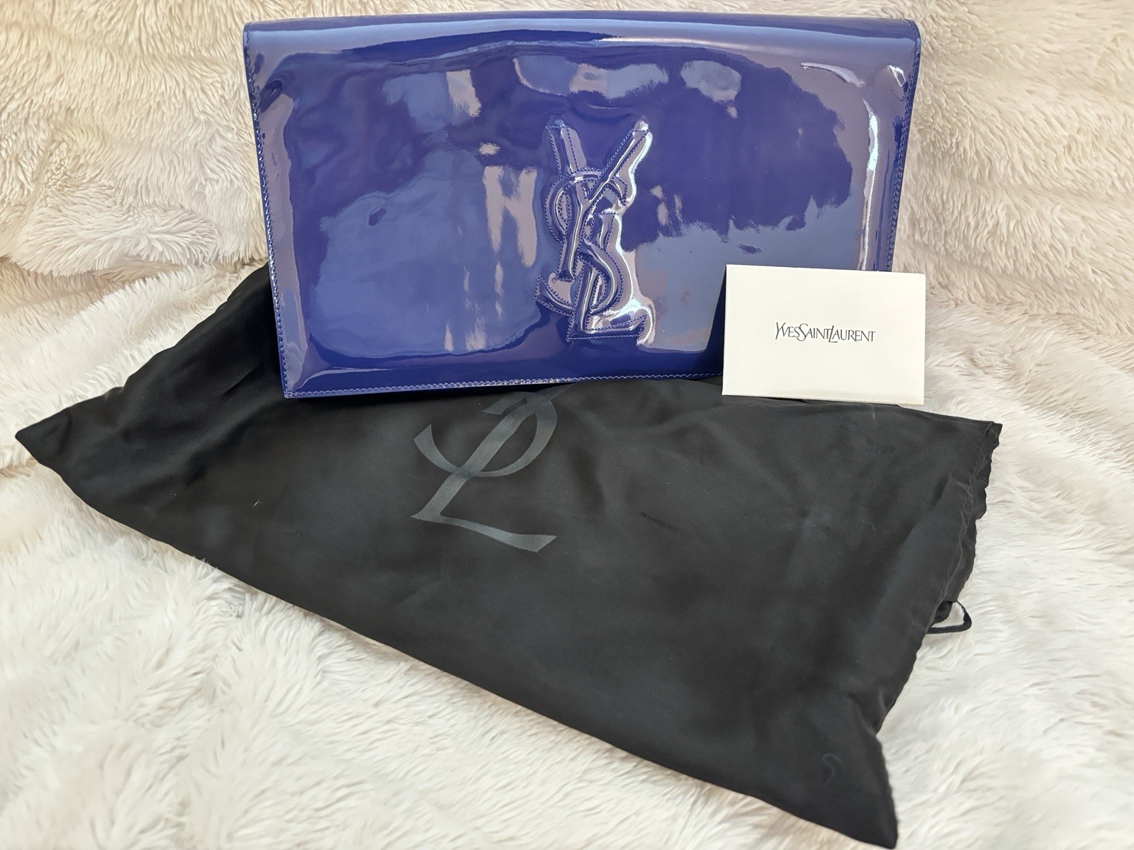 Authentic YVES SAINT LAURENT YSL Patent Leather Flap Clutch