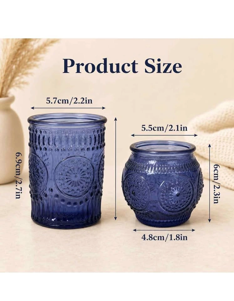 Embossed Blue Glass Candle Holders 24pk - photo 3