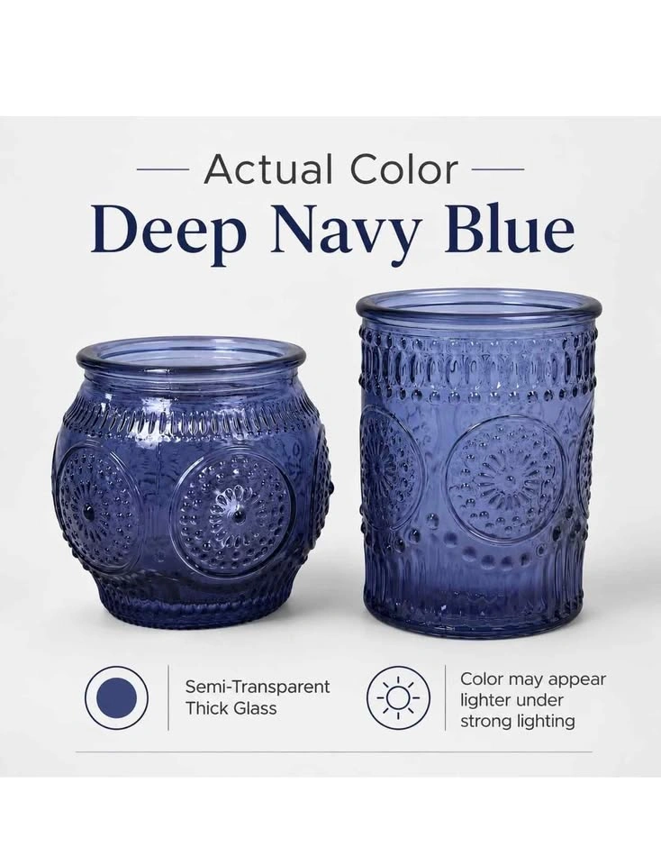 Embossed Blue Glass Candle Holders 24pk - photo 5