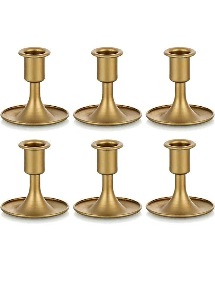 ROMADEDI Gold Tapered Candle Holders Set of 6