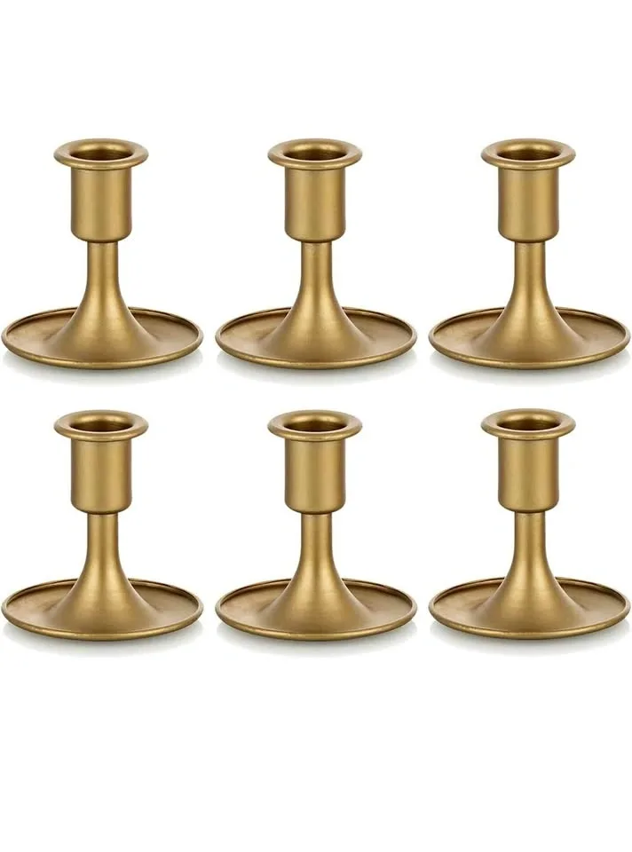 ROMADEDI Gold Tapered Candle Holders Set of 6
