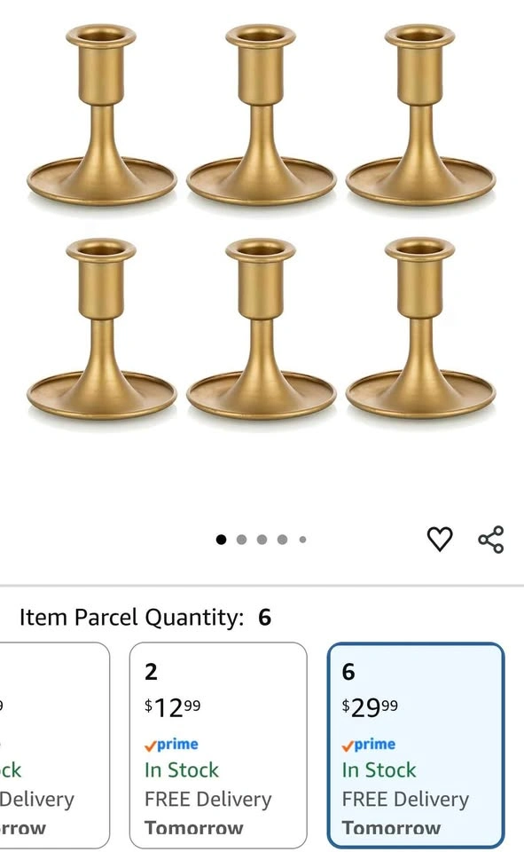 ROMADEDI Gold Tapered Candle Holders Set of 6 - photo 5