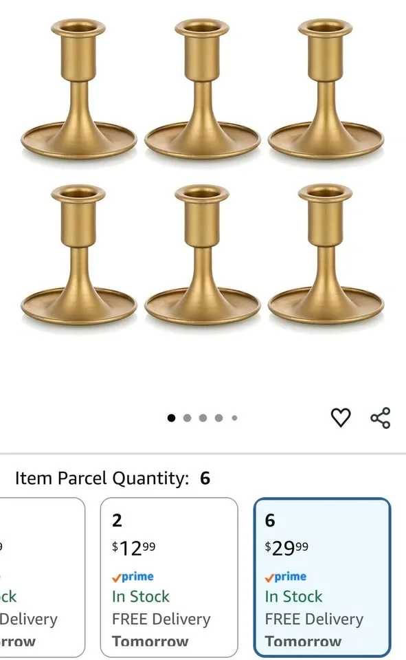 ROMADEDI Gold Tapered Candle Holders Set of 6 - photo 5
