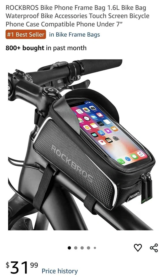 ROCKBROS 1.6L Waterproof Bike Phone Frame Bag