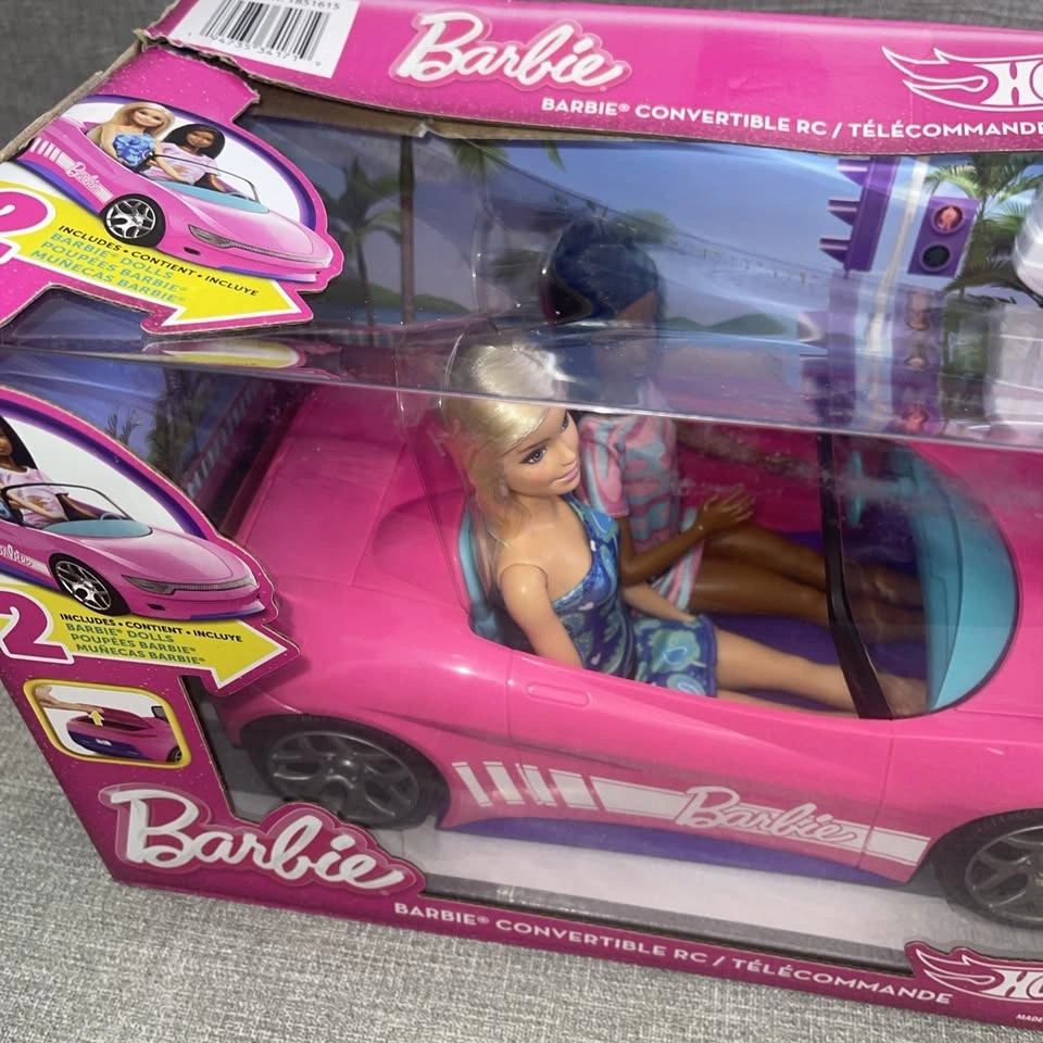 New Hot Wheels BARBIE RC Convertible Car With 2 Barbie Dolls - photo 3