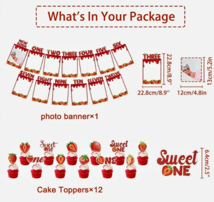 Holkcog Strawberry First Birthday Party Decorations