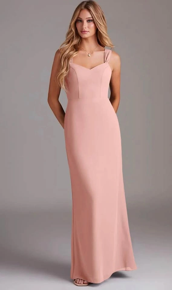 Chiffon Pastel Pink Bridesmaid Dress
