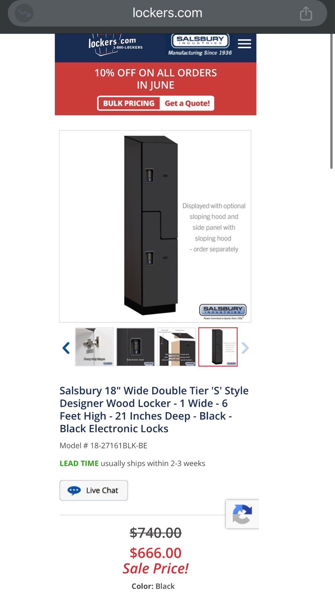 Salsbury 18" Wide Double Tier 'S' Style Wood Locker - photo 2
