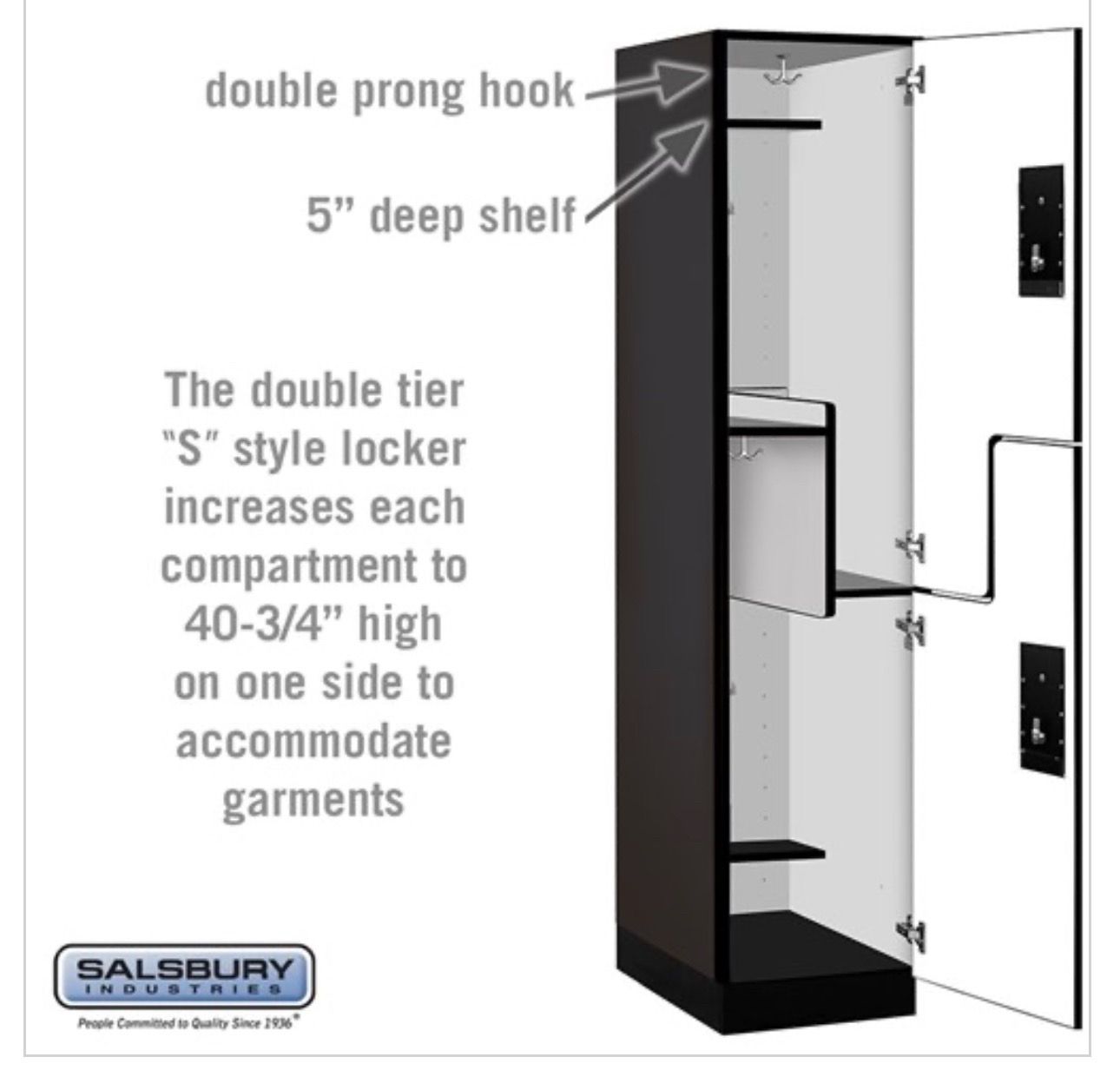 Salsbury 18" Wide Double Tier 'S' Style Wood Locker - photo 3